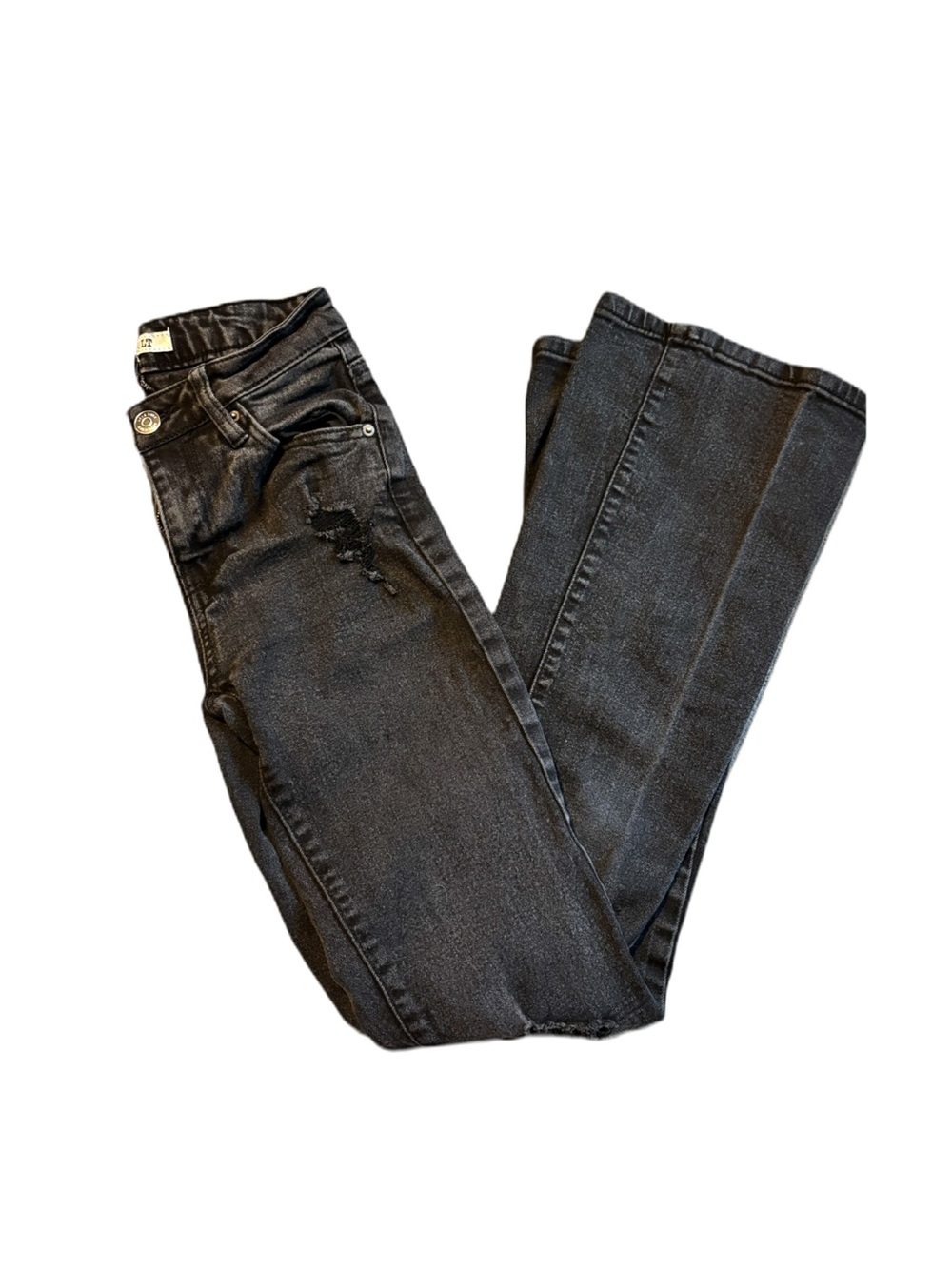 Love Cult Black Distressed Flare Jeans Size 0 Y2K Grunge